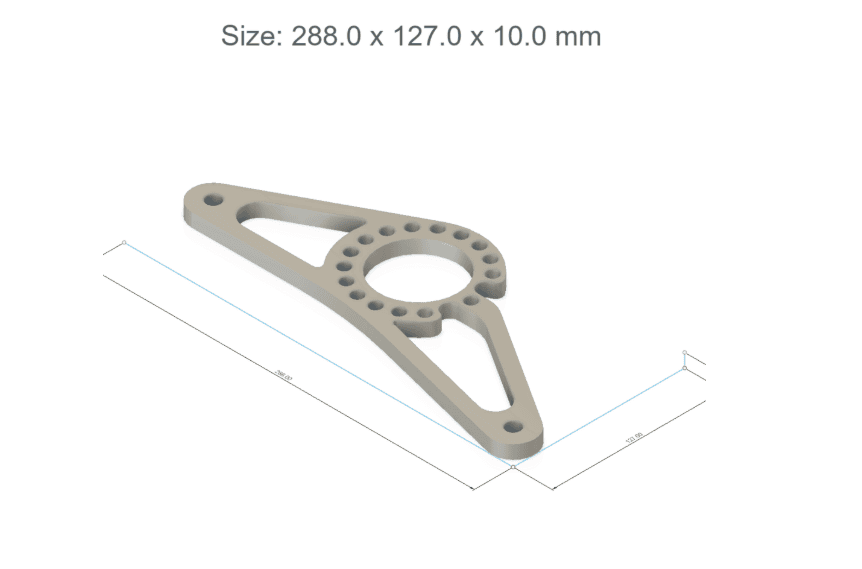 3D rendering of the CNC-machined aluminium motor mount