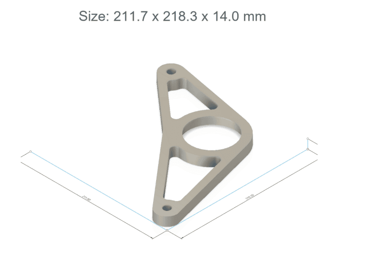 3D rendering of the CNC-machined aluminium motor axle support